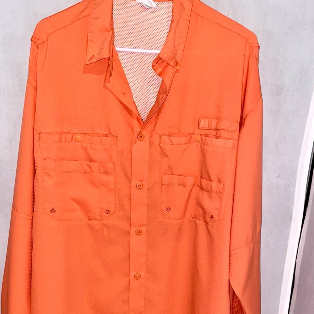 Outdoor by Hilton Orange Mesh Vented Fishing Shirt